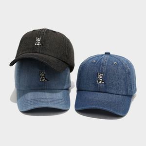 Gorras de Béisbol de Mezclilla Lavada de Moda de Verano para Hombres y Mujeres, Gorra Deportiva con Bordado de Cachorro de Dibujos Animados Retro Personalizada - Product Image 3