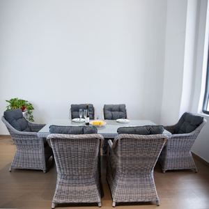 Tavolo da Pranzo Rettangolare in Rattan con 6 Poltrone, Set Divano, Arredamento da Giardino per Esterni di Qualità Esclusiva - Product Image 1