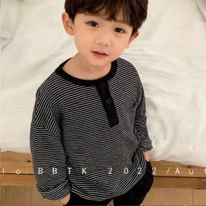 Autumn New Children's Leisure Bottoming Shirt <strong>Boys</strong> Long Sleeve T-Shirt Girls Striped Top Polyester <strong>Clothing</strong> Wholesale - Product Image 2