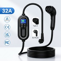 Pengisi Daya EV Portabel 3.5KW 16A Tipe 2 GBT Arus Dapat Diatur Layar LCD Bersertifikasi CE Stasiun Pengisian Daya Level 2 untuk Rumah dan Perjalanan
