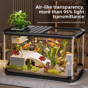 Acquario in Acrilico Trasparente Durevole, Piccolo Ecosistema per <span class=keywords><strong>Pesci</strong></span> e Tartarughe, per Decorazione Domestica, Esposizione su Balcone e Cura degli Animali Domestici - Product Image 1