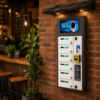 Y2 Power ZEN Pro, casier de recharge mural pour téléphones à 6 compartiments avec paiement par carte et écran publicitaire de 14 pouces, distributeur automatique de recharge de téléphones