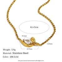 Collier Pendentif Zircon en Acier Inoxydable Plaqué Or 18k de Luxe Bijoux de Créateur Zircon Blanc