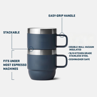 Gobelet à café miniature en acier inoxydable à double paroi isolé sous vide, empilable, de qualité supérieure, personnalisé, 4 oz, 6 oz, 8 oz, avec couvercle et poignée