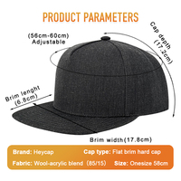 Casquette de baseball à six panneaux, 58-60 cm de circonférence de tête, style maison, à visière plate, de haute qualité, fabriquée sur mesure en usine avec broderie