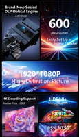 Yinzam Projecteur DLP Portable à Ultra Courte Portée Full Auto Natif 1080P 600 ANSI Lumens Android GTV UST Vidéoprojecteur 4K 3D MEMC HDR10+