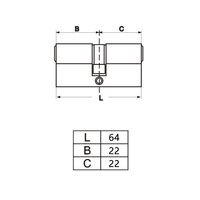 Serrure à double cylindre en laiton Wellone de qualité supérieure, longueur 64 mm, anti-perçage, ANSI Grade 2, finition chromée brillante, 3 clés