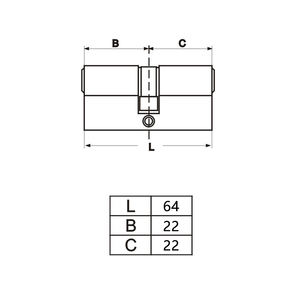 Serrure à double cylindre en laiton de qualité supérieure Wellone, longueur 64 mm, à pêne unique, anti-perçage, norme ANSI <span class=keywords><strong>2</strong></span>, chromé brillant - Product Image 4