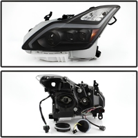 Phares LED noirs 12V 6000K avec clignotants séquentiels et feux de jour (DRL) pour Infiniti G37 Q60 Coupé 2008-2015 – Nouveaux