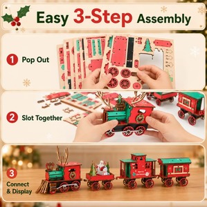 ชุดรถไฟไม้คริสต์มาส DIY รุ่นใหม่ ขายดี ชุดรถไฟไม้คริสต์มาสทำเอง - Product Image 2