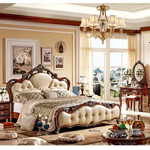 Europe Luxury Design Bedroom Sets Furniture Classic Wooden Beds King Size Bed