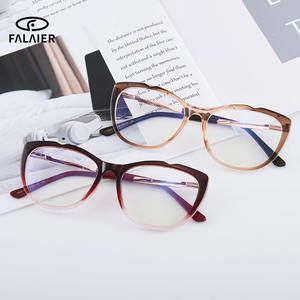 Monture de lunettes Falaier œil de chat, monture complète TR90, anti-lumière bleue, design artistique pour femme, verres noirs, matériau AC - Product Image 4