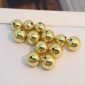 목걸이 주얼리 제작용 <span class=keywords><strong>10mm</strong></span> 12mm 14mm 16mm 18mm 대형 사이즈 18k 골드 실버 도금 메탈 황동 속이 빈 라운드 볼 비즈 - Product Image 5