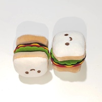 Vente en gros de design alimentaire Jouet à mâcher grinçant pour chien Boule de riz Sandwich Hamburger Mignon Chien en peluche douce Jouet en peluche pour animaux de compagnie Chats Chiens