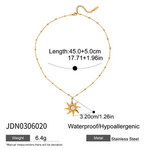 J & D diseño Original 18K oro Acero inoxidable piedra lunar sol anillo piedra lunar circón estrella Luna collar ópalo sol collar conjunto - Product Image 5