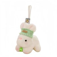 Porte-clés en peluche lapin couché mignon, poupée en peluche lapin de dessin animé, pendentif pour sac à dos, ornement suspendu, cadeau pour enfants, vente en gros