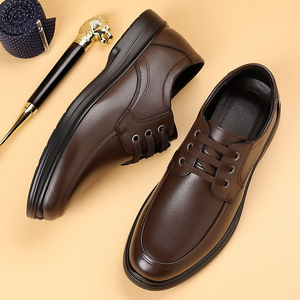Chaussures Oxford en cuir pour homme, bout rond, lacets, semelle en caoutchouc amortie, toutes saisons, pour occasions formelles - Product Image 4