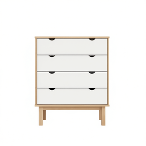 Armoire à 4 tiroirs en bois de pin blanc, style scandinave moderne, meubles de rangement pour salon - Product Image 1