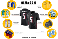 Jersey Sepak Bola Amerika Bordir 3D dengan Cetak Transfer Panas 100% Poliester, Jersey Olahraga Bordir 3D Grosir