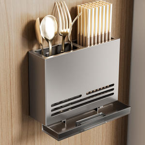 Soporte de pared para cuchillos de cocina al por mayor, organizador de utensilios domésticos con drenaje para palillos - Product Image 2