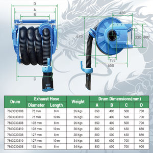수동 배기 흄 추출기 호스 릴 자동차 수리 차량 테스트 - Product Image 6