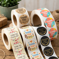 Adesivi Personalizzati di Ringraziamento in Rotolo, Etichette Adesive Impermeabili in Vinile PP, Adesivi Rotondi Sigillanti per Confezioni Regalo e Prodotti da Forno