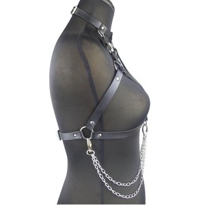 Cross-border black leather bondage women's halter bra sexy suspender body <b>chain</b> <b>belt</b> manufacturer wholesale - Product Image 4