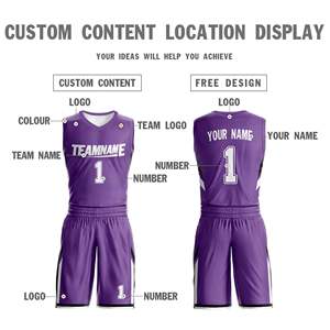 Maillot de basket-ball personnalisé, design double face, violet et blanc, vêtements de sport - Product Image 4