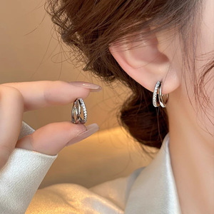 Orecchini a Cerchio a Doppio Strato per Donne, Gioielli Geometrici Minimalisti per l'Ufficio, Accessori di Moda - Product Image 2