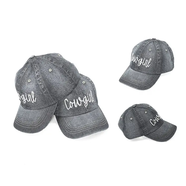 Bán Buôn Thời Trang Thể Thao Cap Rửa Sạch Denim Hat Cha Cap Unisex Tùy Chỉnh Rhinestone Mũ Bóng Chày Gorras Cho Phụ Nữ