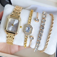 Ensemble de montres tendance pour femmes, bracelet en alliage doré, cadran rose, vert, noir, fournisseur de montres pour femmes