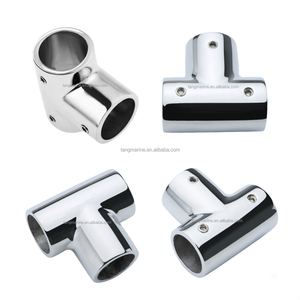 Conector en T de 3 vías de acero inoxidable 316 de grado marino, pulido, de 90 grados, para barandales de yates y embarcaciones, con accesorios anticorrosión - Product Image 4