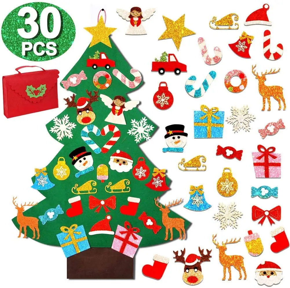 Fabrikant 3ft Peuters Kerst Decoratieve Diy Vilt Kerstboom Met Glitter Ornamenten