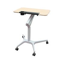 Bureau d'ordinateur mobile réglable en hauteur, avec plateau en MDF et pieds en aluminium avec roulettes universelles