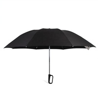 Parapluie inversé automatique avec poignée de poignet, baleines renforcées robustes, tissu imperméable épais, poignée antidérapante, résistant au vent