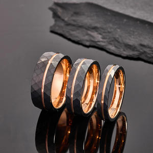 뜨거운 판매 텅스텐 반지 남자 클래식 사용자 정의 로고 보석 망치질당한 커플 웨딩 밴드 방수 로즈 골드 - Product Image 4