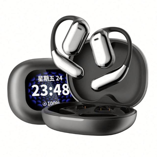 Q16 Pro LCD Full-Color Touch Screen Earbuds OWS Wireless Sports Earphones with 40H Long Endurance and 500mAh Charging Case