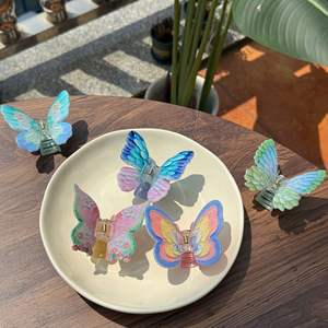 Pince à Cheveux Élégante pour Femme – Accessoire Haut de Gamme en Plastique avec Magnifique Motif Papillon – Vente en Gros - Product Image 1