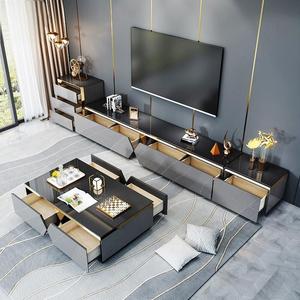 Meuble TV et Table Basse de Luxe Léger, Combinaison Américaine pour Salon, Carrée <span class=keywords><strong>en</strong></span> <span class=keywords><strong>Marbre</strong></span> avec Rangement - Product Image 4