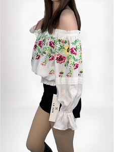 Camicia bohémien da donna di nuova moda Casual Top in cotone ricamato a maniche lunghe con colletto unico - Product Image 2