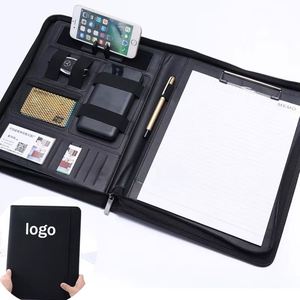 Custom Logo <b>A4</b> Promotional Notebook Faux <b>Leather</b> Cover Etched Logo for Business Meetings Manager <b>Folder</b> Sales Presentations - Product Image 1