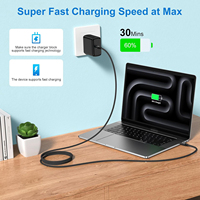 Kabel Pengisian Cepat USB 3.1 Tipe C ke Tipe C yang Sedang Tren, Transfer Data Kecepatan Tinggi 480Mbps, Kabel Ponsel Tipe C, Kemasan Khusus BOX