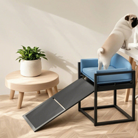 Canapé-lit pliable pour animaux de compagnie, lit surélevé pour chien avec rampe texturée et matériau en polyester pour chambre à coucher, salon, coin pour animaux de compagnie
