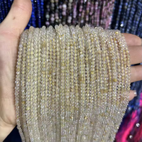 Vente en gros de perles en pierre naturelle facettées de 2 mm, 3 mm, 4 mm, pierres précieuses, quartz rose, citrine, perles de diamant pour la fabrication de bijoux en DIY