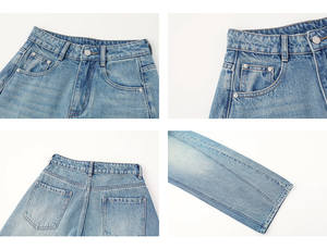 Calças <span class=keywords><strong>Jeans</strong></span> de Cintura Alta VEGA CHANG com Corte Curvo em Tecido Denim Macio, <span class=keywords><strong>Jeans</strong></span> Versáteis e Fluidos com Lavagem Vintage e Perna Larga - Product Image 6