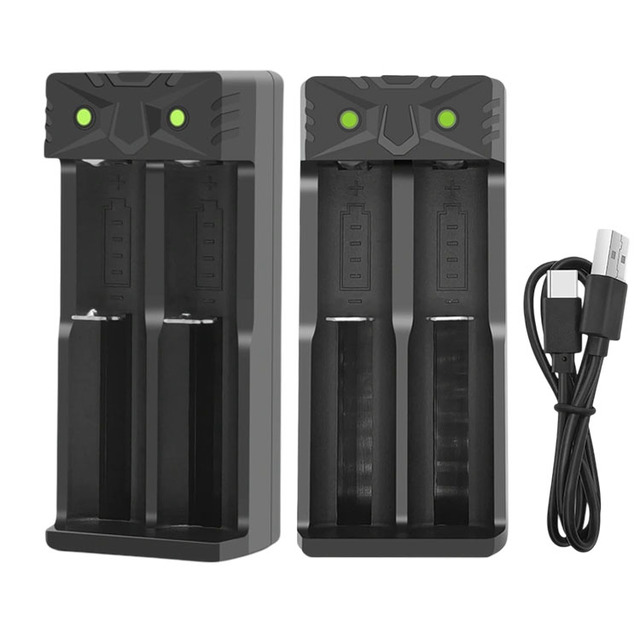 Dual Slot USB Charger Smart 3.7V-4.2V Lithium Battery Type-C Charging for 18650/14500/16340/18500 Dual Charge for