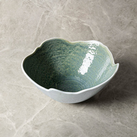 Vaisselle de restaurant haut de gamme en porcelaine émaillée aux couleurs uniques, service de vaisselle irrégulier, bols à soupe en céramique à motif floral pour la cuisine