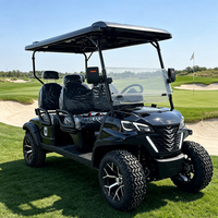 Voiturette de golf électrique 4 places personnalisable en beige, vert, rouge pour village d'âgés