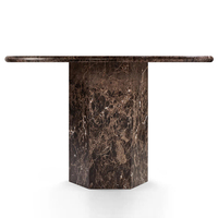 Table à manger extensible Kumusi Furniture en marbre naturel brun foncé Emperado pour usage en atelier