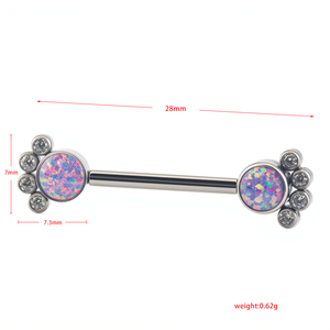Clous de <span class=keywords><strong>piercing</strong></span> en titane plaqué ASTM F136 avec opale naturelle pour l'élargissement des oreilles, du nez, du septum et des lèvres - Product Image 5